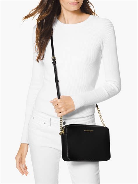 michael kors jet set large saffiano leather crossbody bag|More.